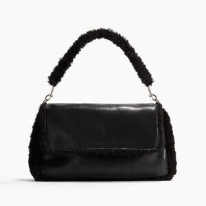 H&M Fluffy-trim Shoulder Bag Purse - One size Black